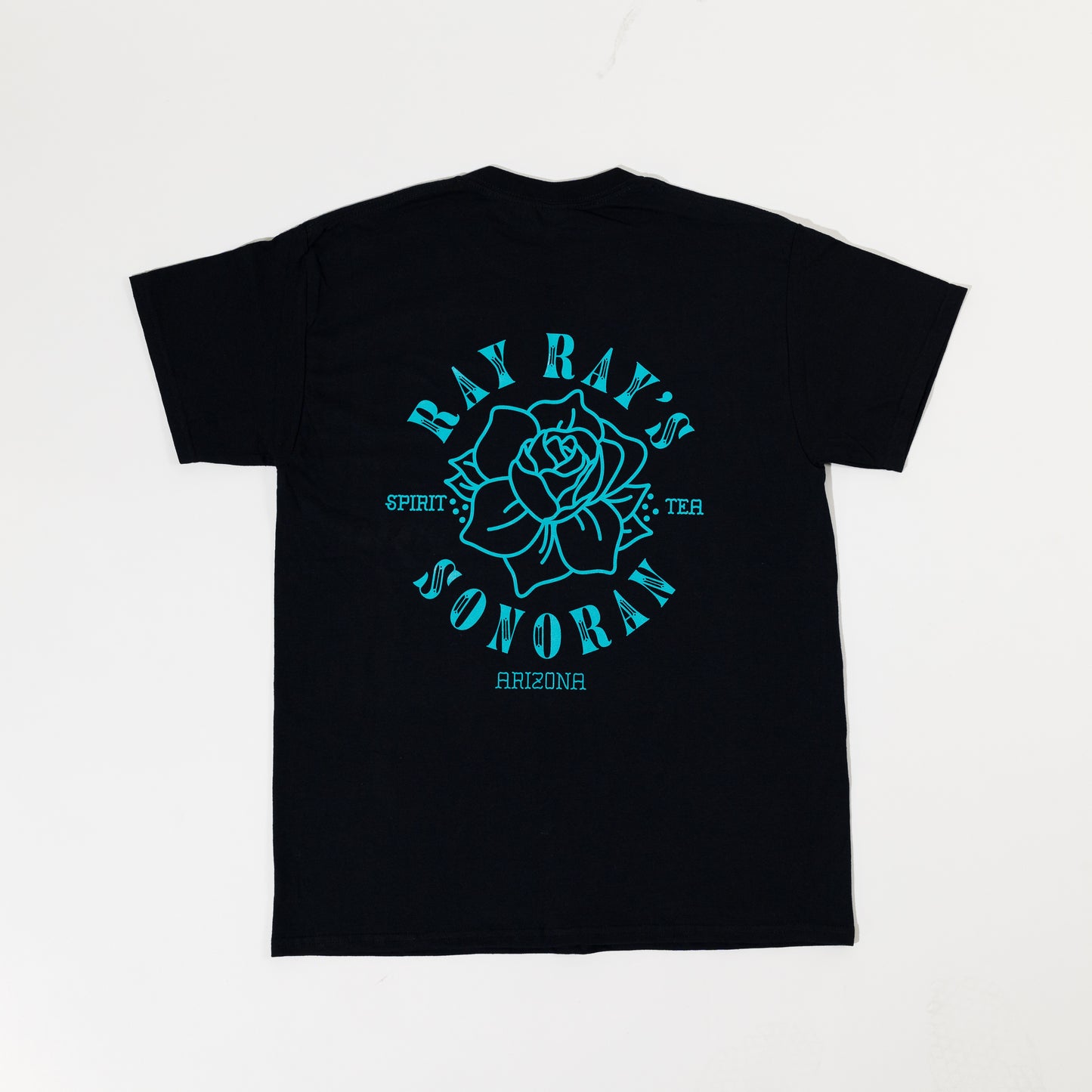 Ray Ray's Short Sleeve T-Shirt - Black with Turquoise Ink