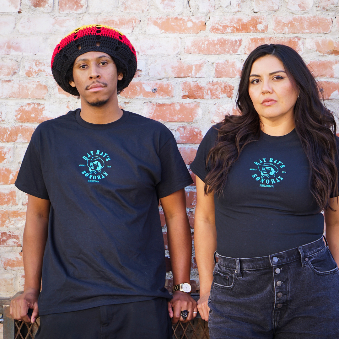 Ray Ray's Short Sleeve T-Shirt - Black with Turquoise Ink