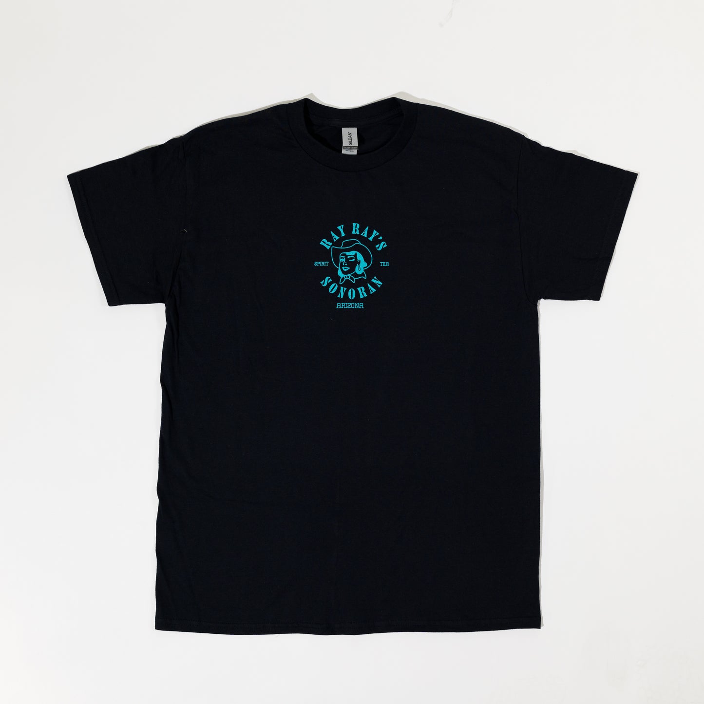 Ray Ray's Short Sleeve T-Shirt - Black with Turquoise Ink