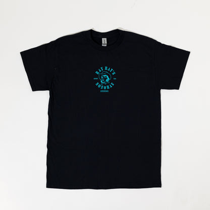 Ray Ray's Short Sleeve T-Shirt - Black with Turquoise Ink