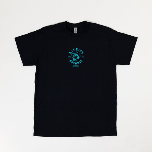 Ray Ray's Short Sleeve T-Shirt - Black with Turquoise Ink