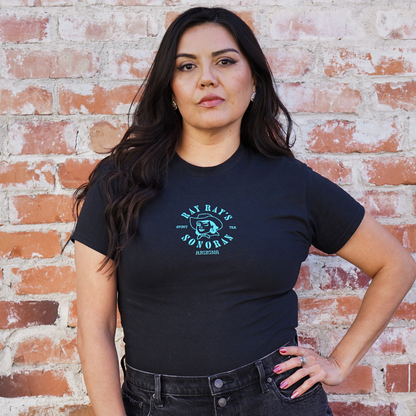 Ray Ray's Short Sleeve T-Shirt - Black with Turquoise Ink