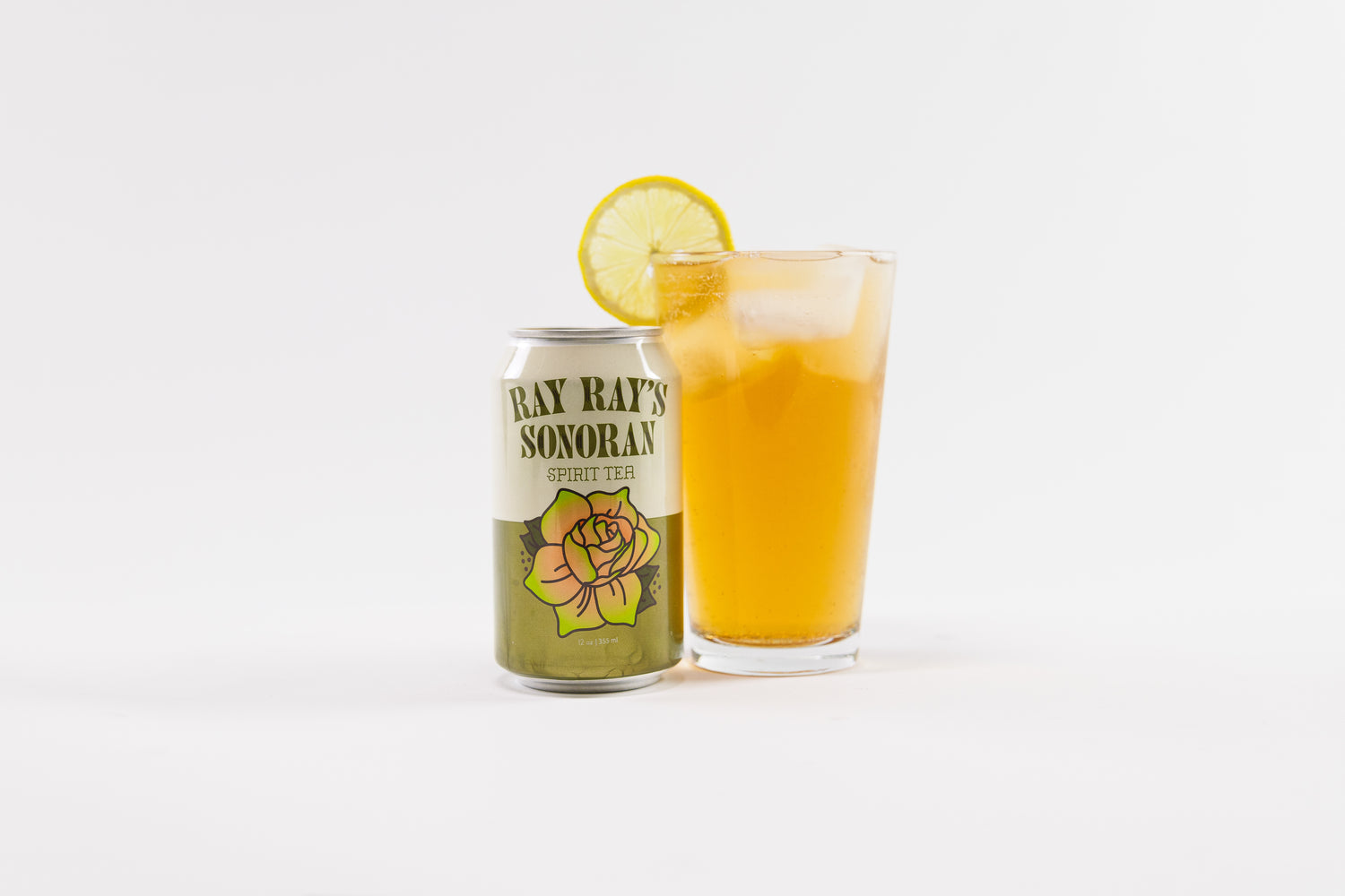 Ray Ray’s Sonoran Spirit Tea can served over ice with lemon