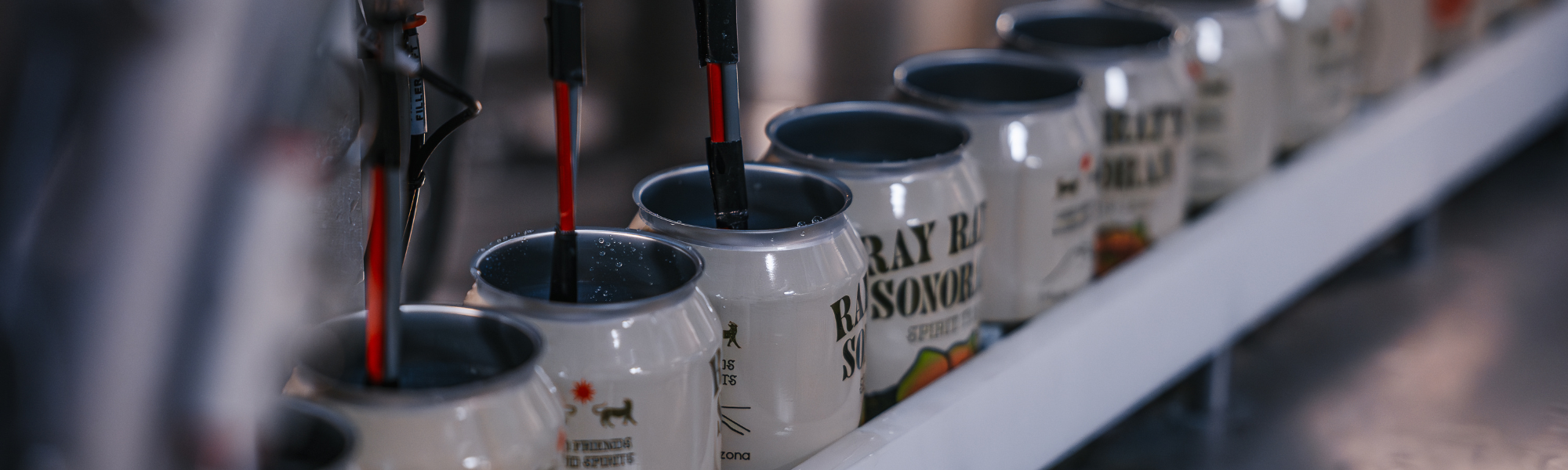 ray rays on the production line getting filled up and canned.